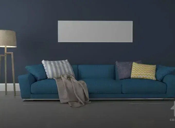 Sofá com chaise e puff