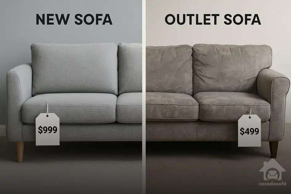 Comparação entre sofás novos e outlet
