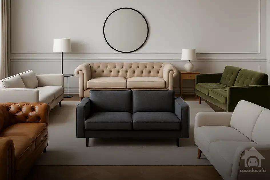 Sofás com diferentes estilos de design