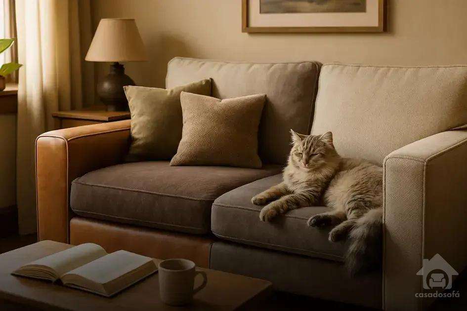 Os melhores tecidos para sofá com gatos
